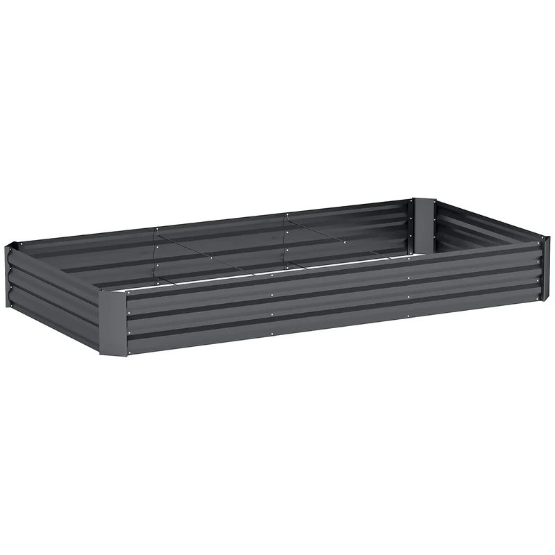 Jardinière extérieure rectangulaire potager 240 x 120 x 30 cm capacité 835 l anti-rouille industriel en acier gris foncé 21_0005523