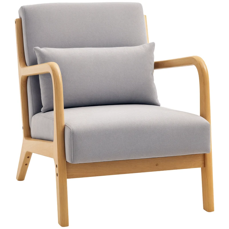 Fauteuil de salon assise profonde accoudoirs dossier incliné 61 x 71 x 76 cm confort scandinave chic en velours gris 21_0003091