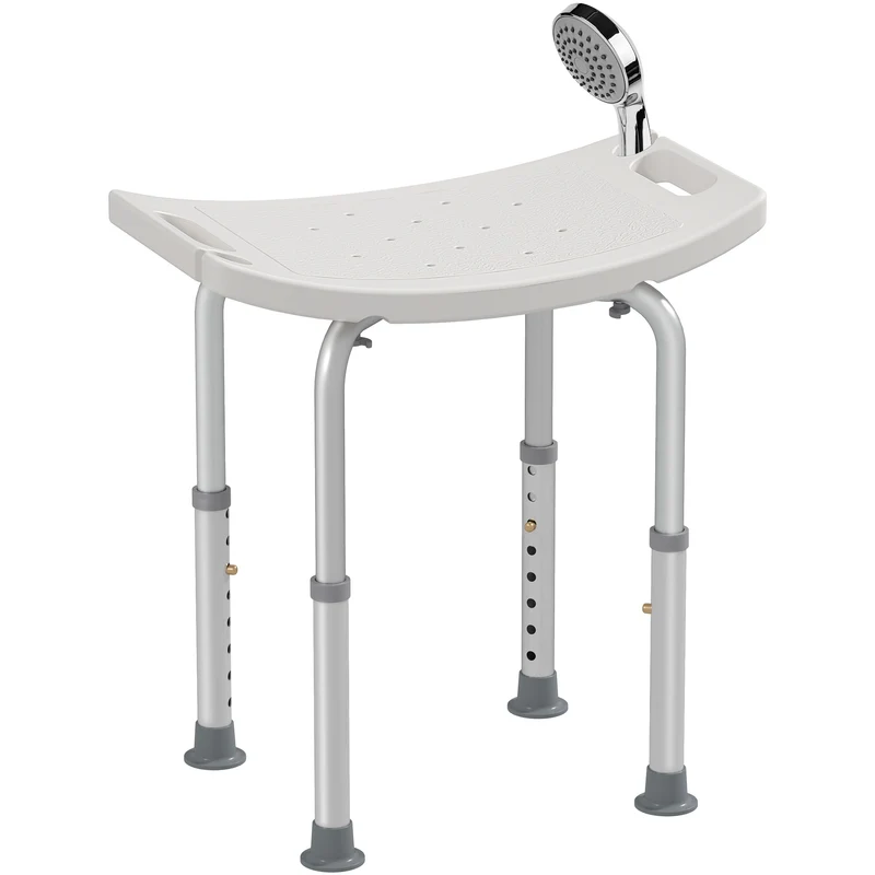 Tabouret de douche pour mobilité réduite 50 x 36 x 39,5-56,5 cm réglable antidérapant épuré en alliage d'aluminium blanc 21_0000927