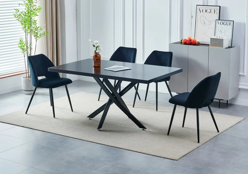 Table à manger et chaises bois noir - Joy
