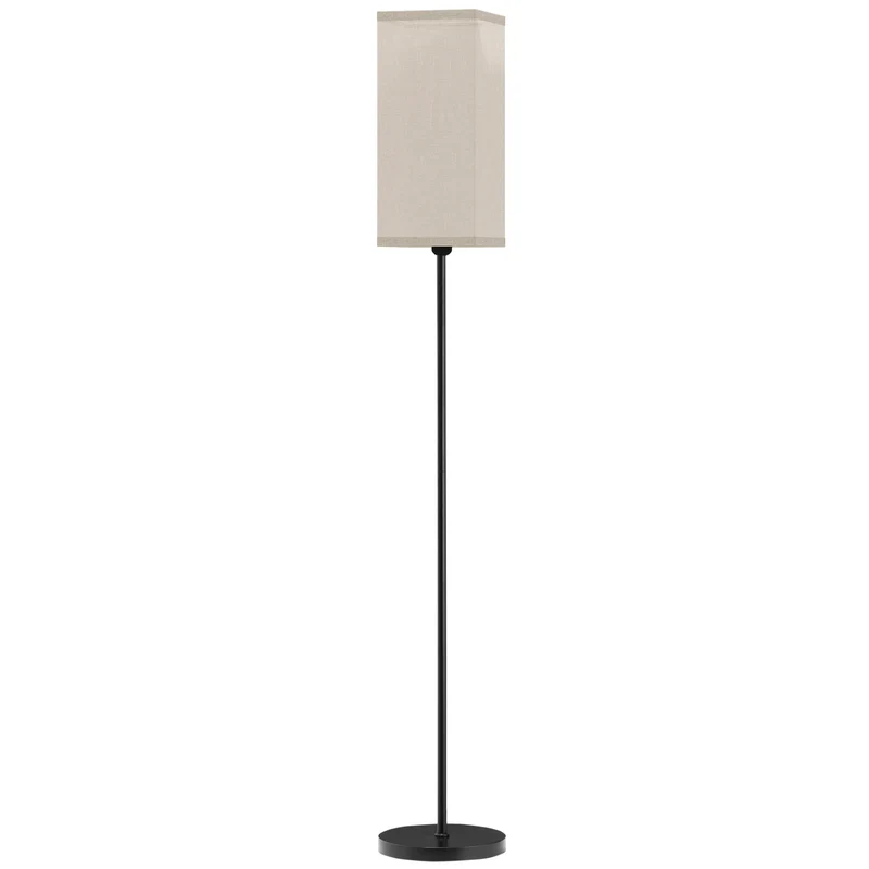 Lampadaire sur pied salon 25 x 161 cm abat-jour large diffusant interrupteur à pied moderne minimaliste en métal noir 21_0007036
