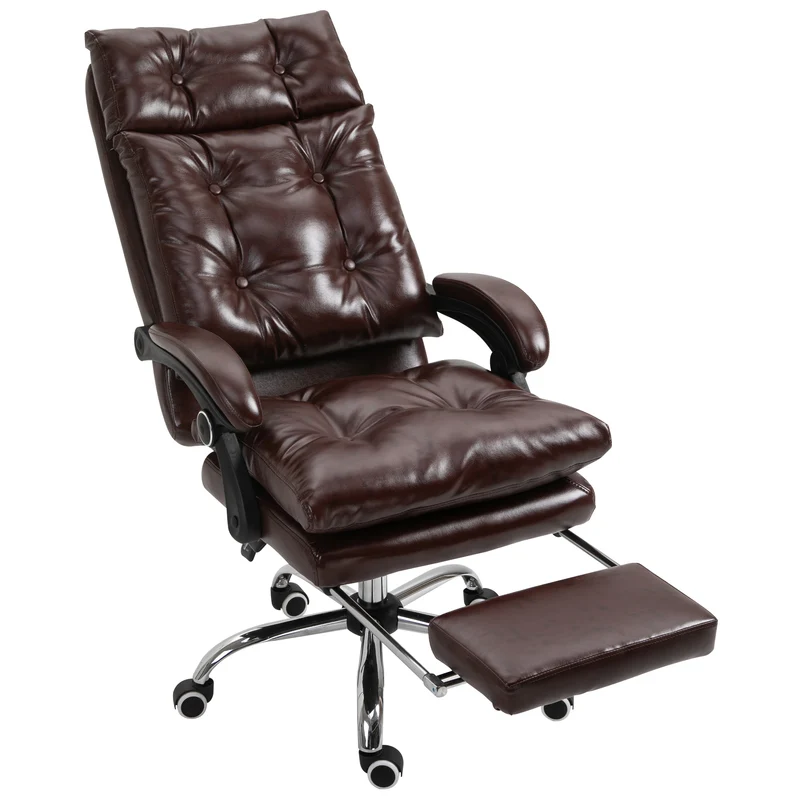 Fauteuil de bureau ergonomique 70 x 72 x 121 cm dossier inclinable repose-pieds rétractable moderne design en PU marron 21_0006165