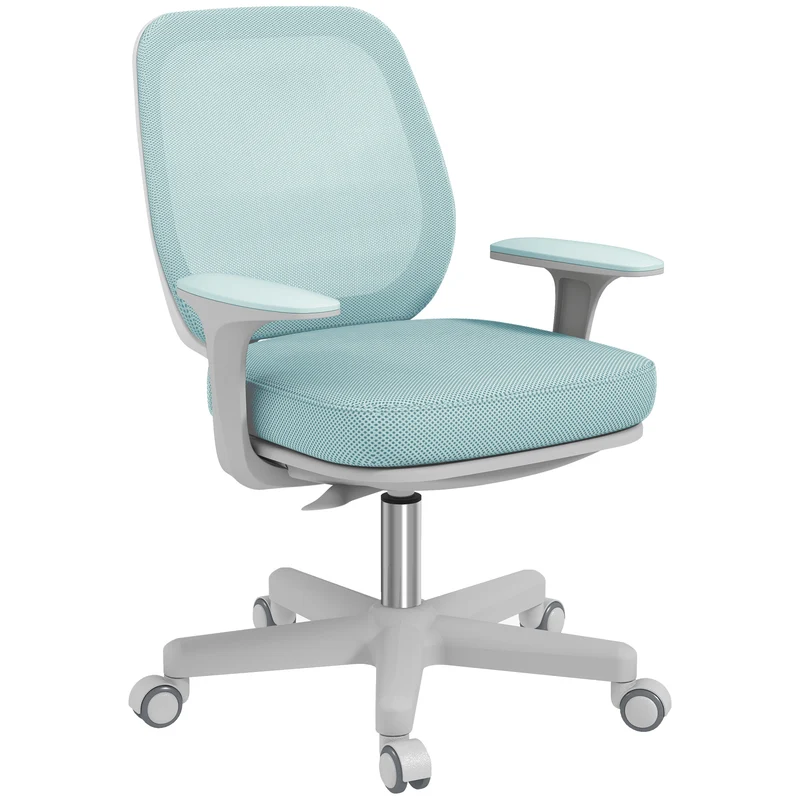 Chaise de bureau pivotante hauteur réglable 55 x 48 x 82,5-94,5 cm assise respirante design moderne en polyester vert 21_0006261