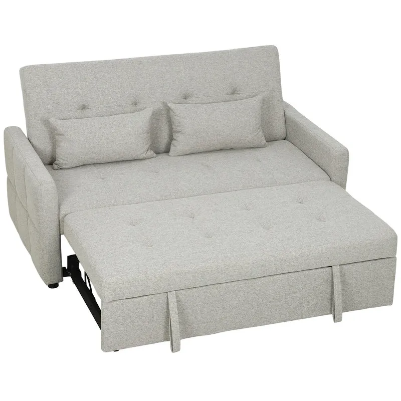 Canapé convertible 2 places 158 x 85 x 85 cm dossier 3 positions lit gigogne salon moderne cosy en tissu marron clair 21_0003604