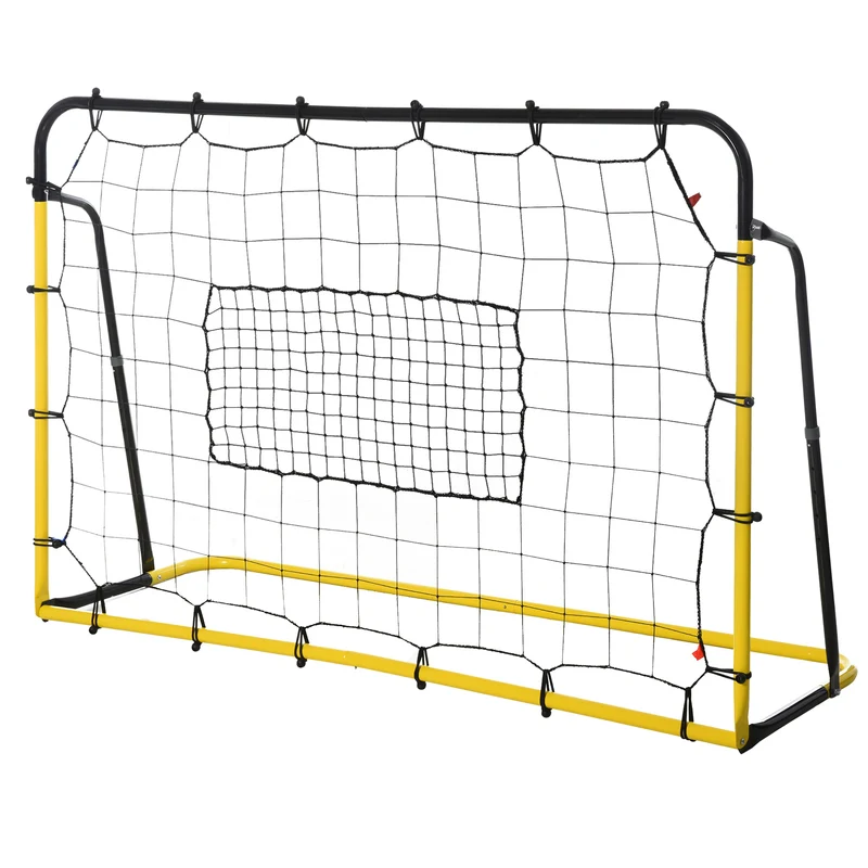 But de football rebond entraînement 184 x 63 x 123 cm récupère ballons réglable 60-90° moderne design en plastique jaune 21_0006625