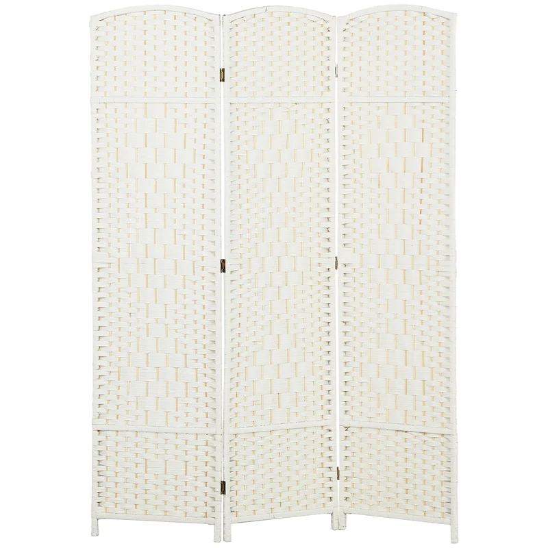 Paravent intérieur 3 panneaux cloison pliable séparation pièce 135 x 1,7 x 180 cm gain d'intimité scandinave en PP blanc 21_0001334