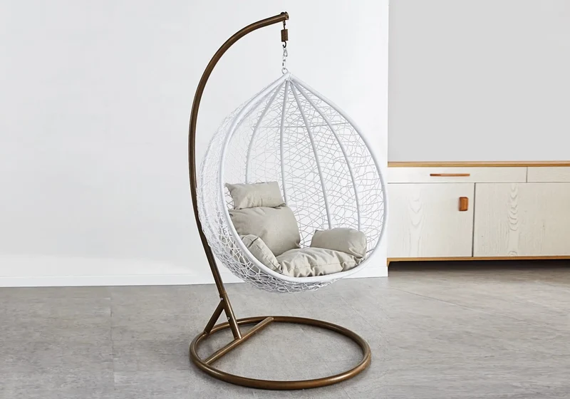 Fauteuil suspendu doré blanc - Naba