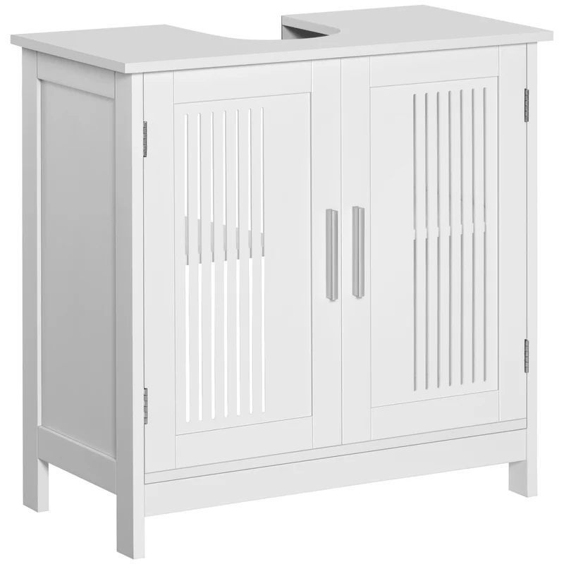 Meuble sous lavabo compact 60 x 30 x 60 cm rangement pratique étagère réglable style contemporain épuré en MDF blanc 21_0001897