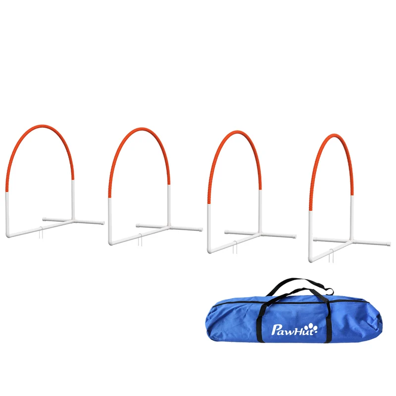 Lot de 4 ensemble d'agilité pour chien 89 x 69 x 99 cm sac transport montage rapide tendance jardin en plastique orange 21_0007519