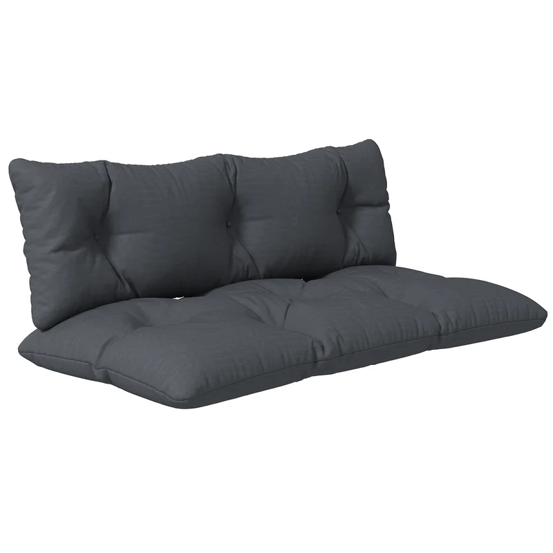 Lot de 2 coussins pour banquette extérieur 120 x 60 x 15 cm et 120 x 40 x 15 cm confort moderne en polyester anthracite 21_0005214