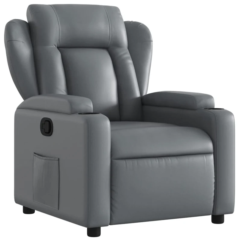 Fauteuil relax TV rembourrage confortable fonction d'inclinaison manuelle en PVC gris DEC027978
