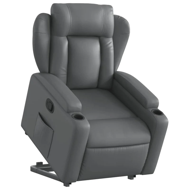 Fauteuil relax TV rembourrage confortable fonction de levage électrique en PVC gris DEC027980