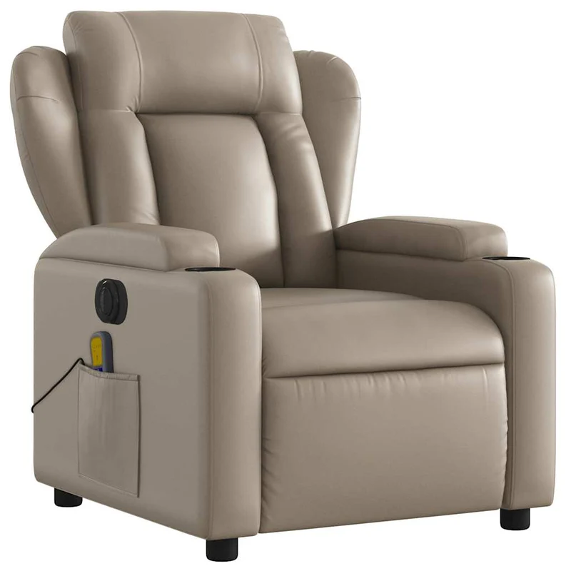 Fauteuil de relaxation TV fonction massage inclinable électrique en PVC couleur cappuccino DEC027132