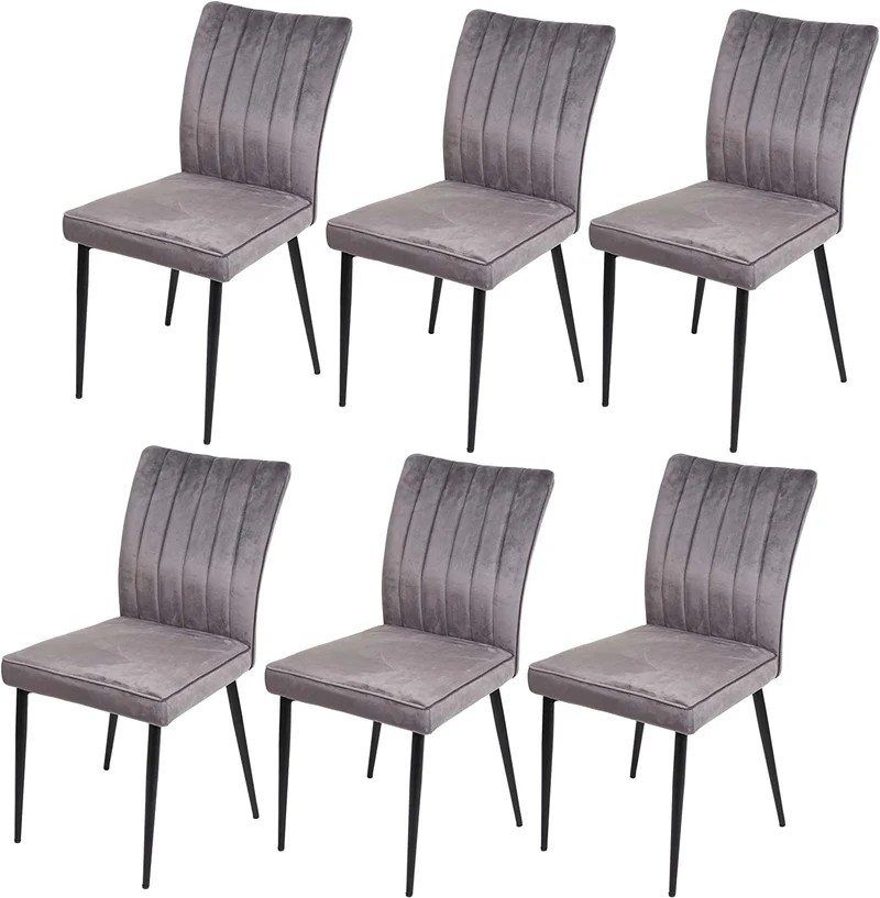 Ensemble de 6 chaises de salle à manger en velours gris foncé pieds en métal CDS04676