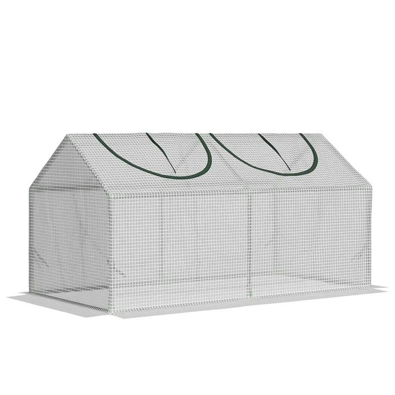 Serre compacte balcon 120 x 60 x 60 cm 2 fenêtres enroulables rebord enterrable 10 cm moderne épuré en plastique blanc 21_0004154