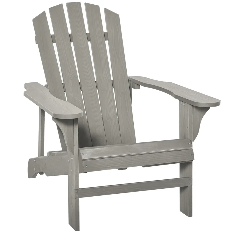 Fauteuil de jardin 78 x 89 x 88 cm haut dossier incliné assise profonde confort terrasse rustique vintage en bois gris 21_0004649