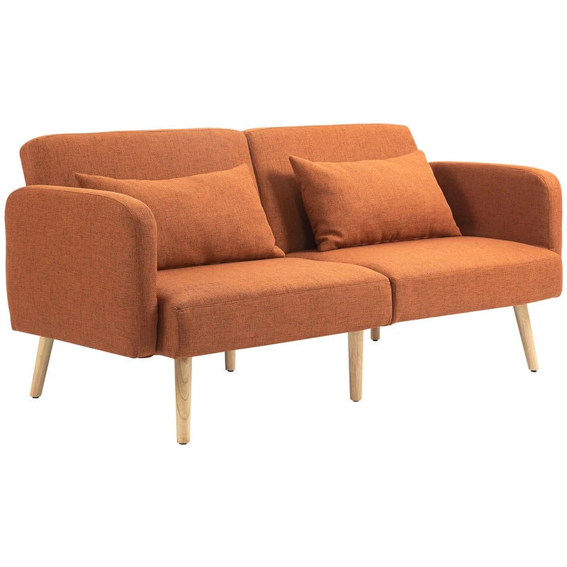 Canapé convertible 3 places 170 x 83 x 80 cm dossier inclinable assise confortable contemporain en polyester marron 21_0003180