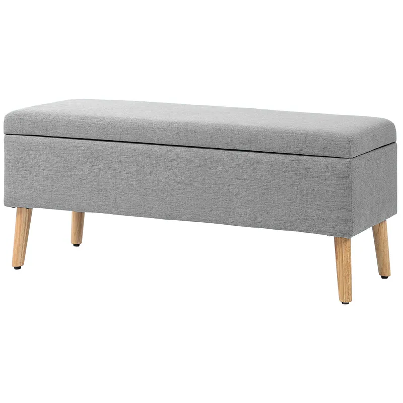 Banc coffre de rangement rembourré bout de lit 110 x 39 x 45 cm assise moelleuse rangement scandinave en polyester gris 21_0002854