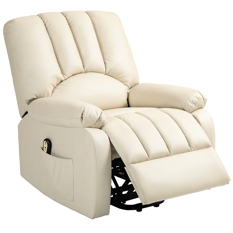 Fauteuil relax inclinable releveur électrique 86 x 92 x 102 cm repose-pied ergonomique contemporain en microfibre beige 21_0000893