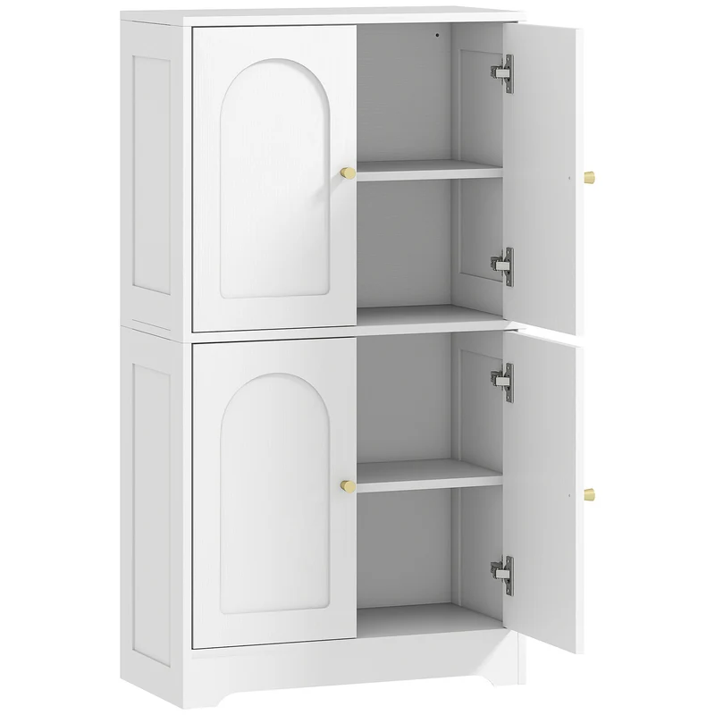 Buffet de cuisine rangement 60 x 30 x 110 cm étagères réglables sécurité moderne épuré en panneau de particules blanc 21_0003322