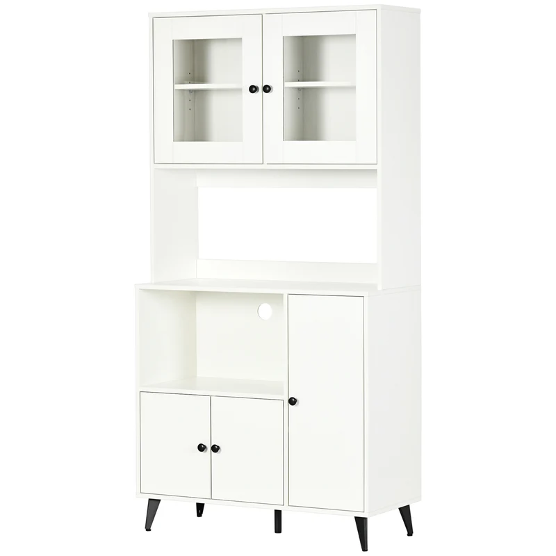 Armoire de cuisine 90 x 40 x 180 cm rangements modulables passe-câble contemporain épuré en panneau de particules blanc 21_0002285