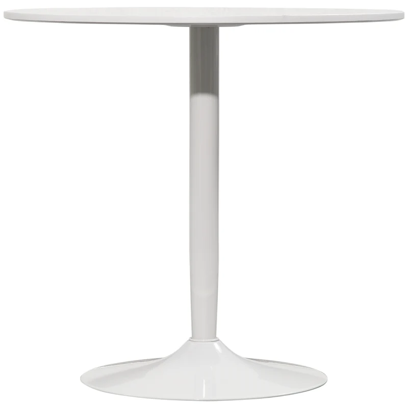 Table à manger ronde pour 2 personnes 80 x 75 cm plateau stable patins antidérapants style moderne épuré en MDF blanc 21_0002357