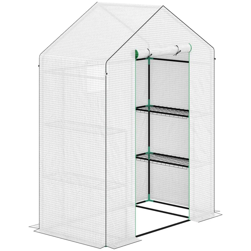 Serre de jardin pour plantes 140 x 73 x 190 cm protection uv étagères ajustables contemporain en polyéthylène blanc 21_0004342