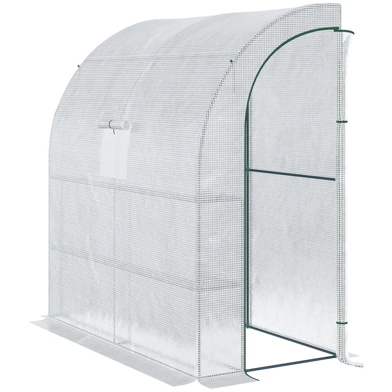 Serre de jardin 4 étagères 200 x 100 x 215 cm protection météo portes zippées avec fenêtre moderne en polyéthylène blanc 21_0004137