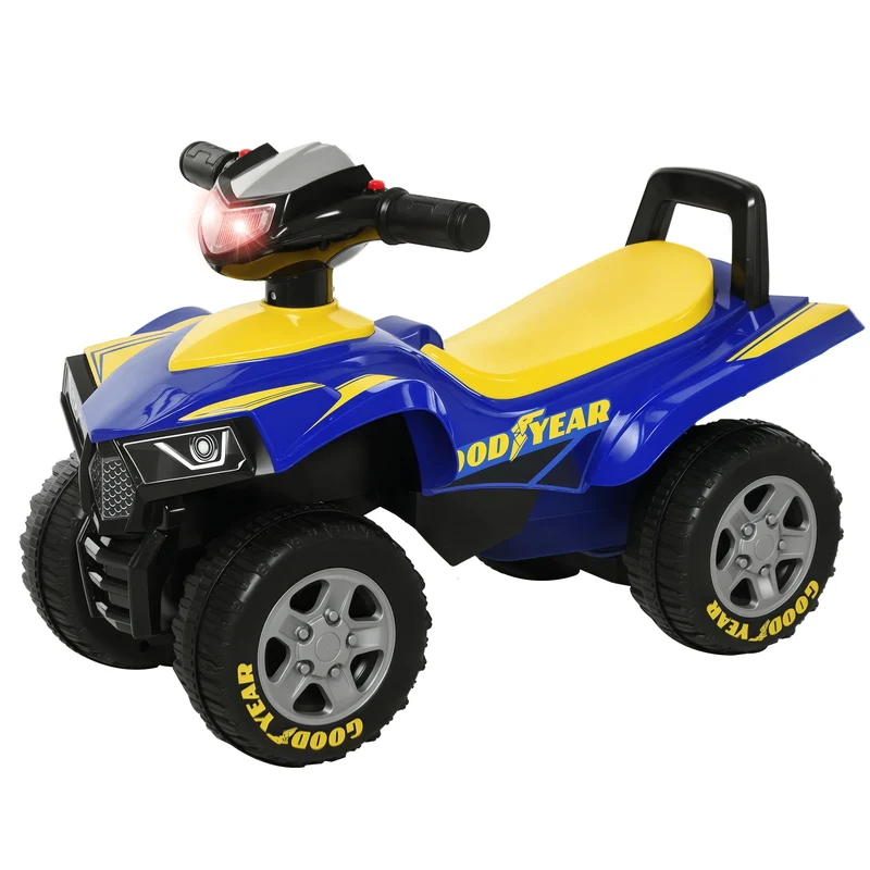 Porteur quad enfant tout terrain 60 x 31 x 42 cm siège ergonomique phares lumineux et klaxon design jardin en PP bleu 21_0000463