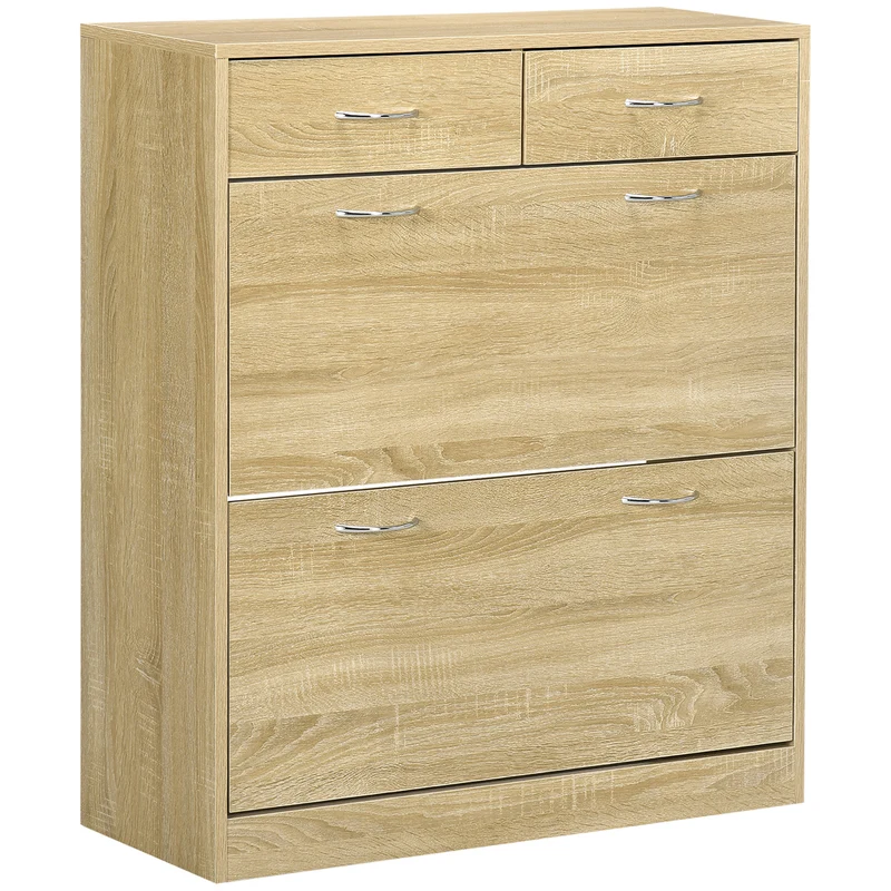 Meuble à chaussures entrée 80 x 30 x 91,5 cm rangement modulable pratique tiroirs contemporain épuré en mélaminé naturel 21_0002656
