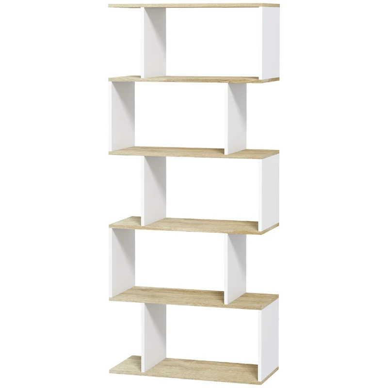 Bibliothèque étroite rangement salon 70 x 29,5 x 163 cm compacte pratique anti basculement scandinave en mélamine blanc 21_0002493