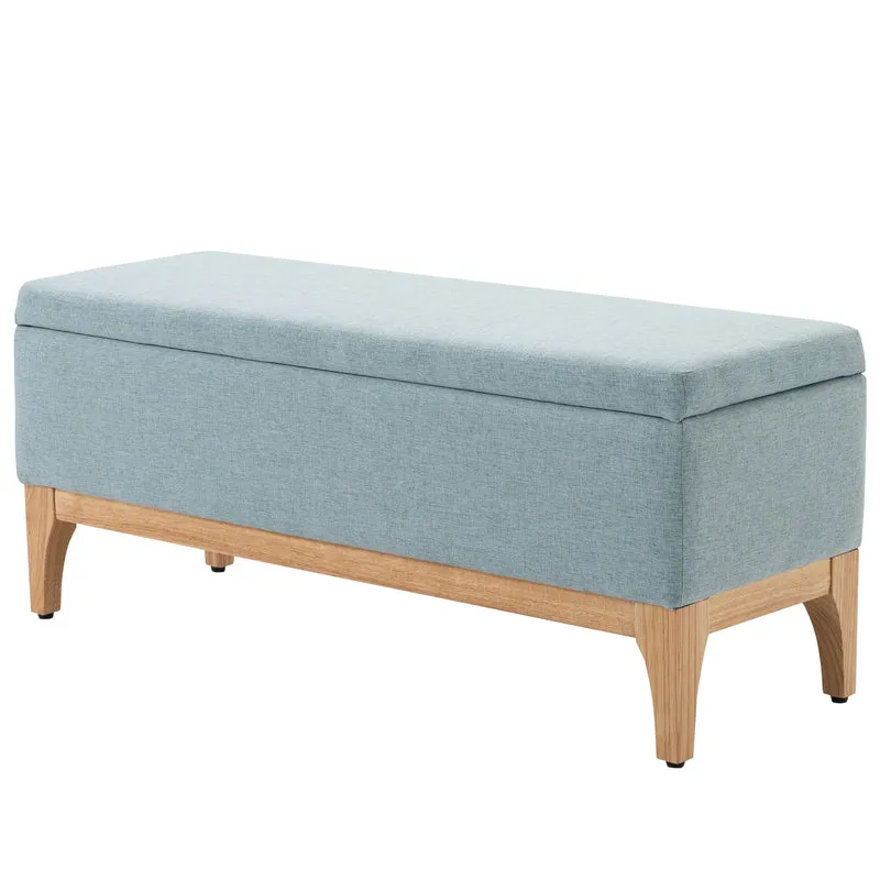 Banc de rangement bout de lit 110 x 39 x 45 cm assise rembourrée rangement spacieux scandinave en polyester vert clair 21_0002850