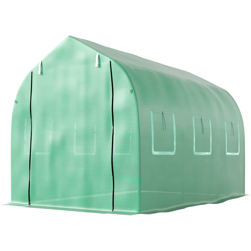 Serre de jardin tunnel 295 x 195 x 196 cm protection anti-uv aération réglable design contemporain en polyéthylène vert 21_0004072