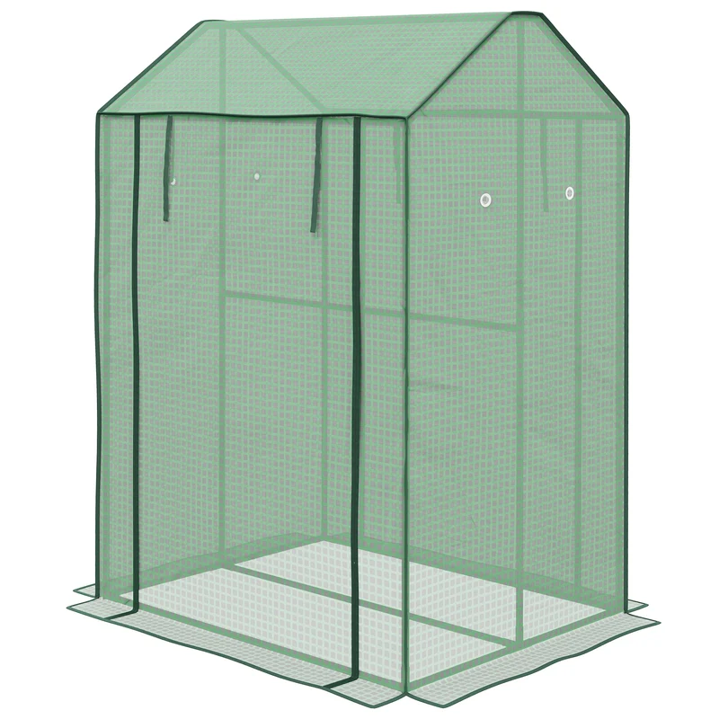 Serre de jardin double 100 x 80 x 150 cm anti-uv montage facile pour balcon contemporain épuré en polyéthylène vert 21_0004366