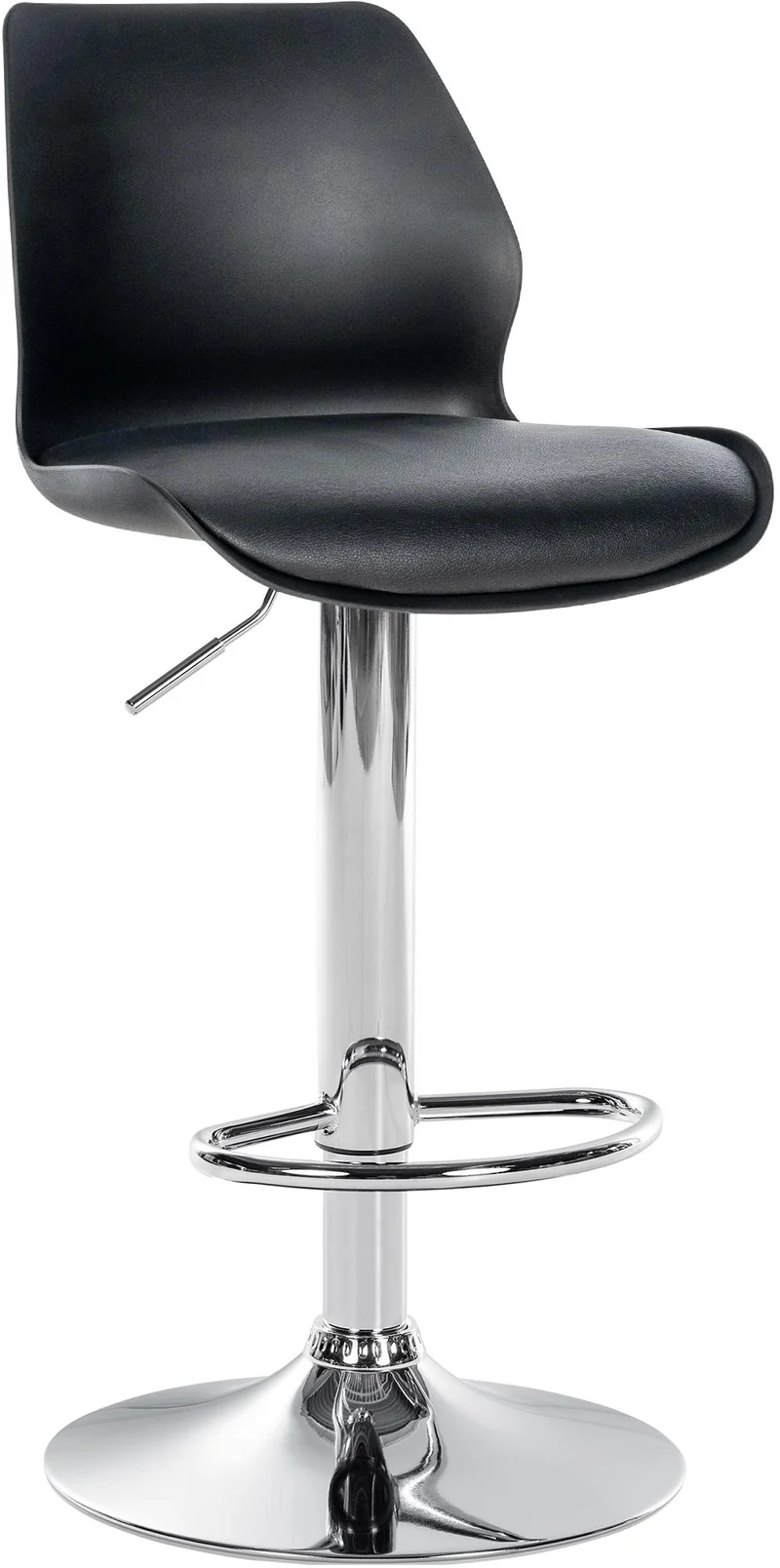 Tabouret de bar x1 avec repose-pieds hauteur réglable pivotant en PVC noir et métal 10_0004904