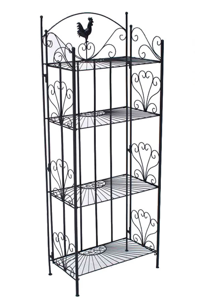 Etagère de rangement support plantes meuble pour terrasse balon salon en métal noir 10_0003979