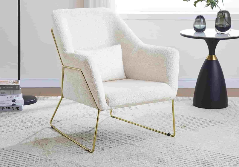 Fauteuil dorées velours beige - Fitia