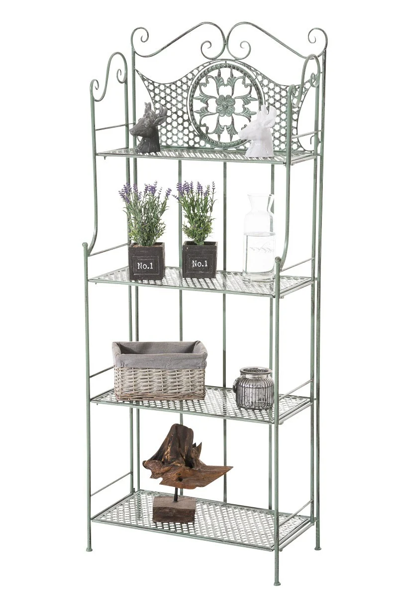 Etagère de rangement plantes 4 niveaux en fer 153x61x33 cm vert vieilli ETA10022