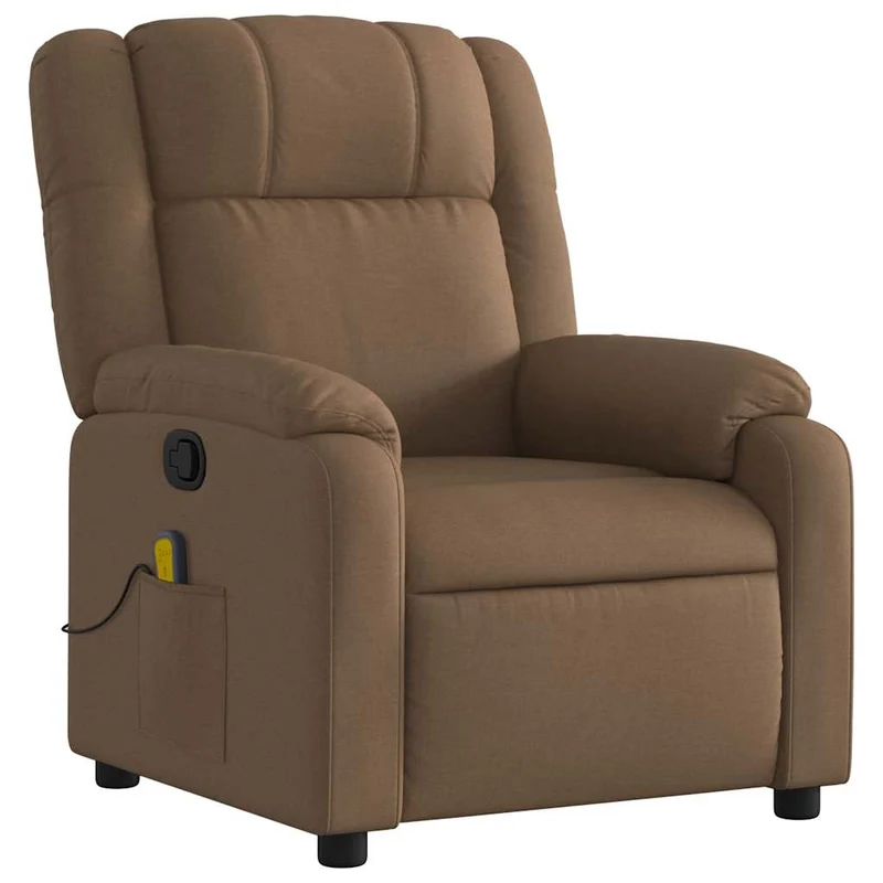 Fauteuil de relaxation TV fonction massage inclinable 6 points de massage en tissu marron DEC027020