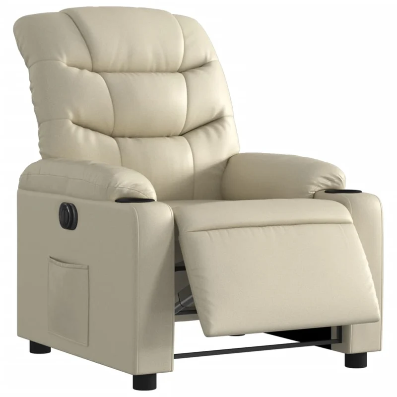 Fauteuil relax TV fonction d'inclinaison électrique très confortable en PVC crème DEC028259
