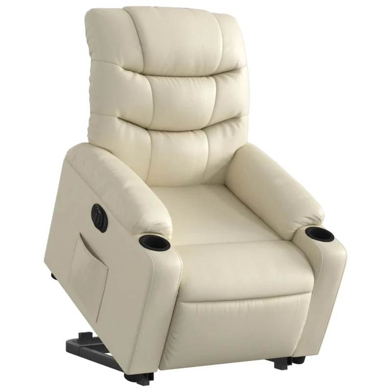 Fauteuil relax TV fonction de levage électrique très confortable en PVC crème DEC028258