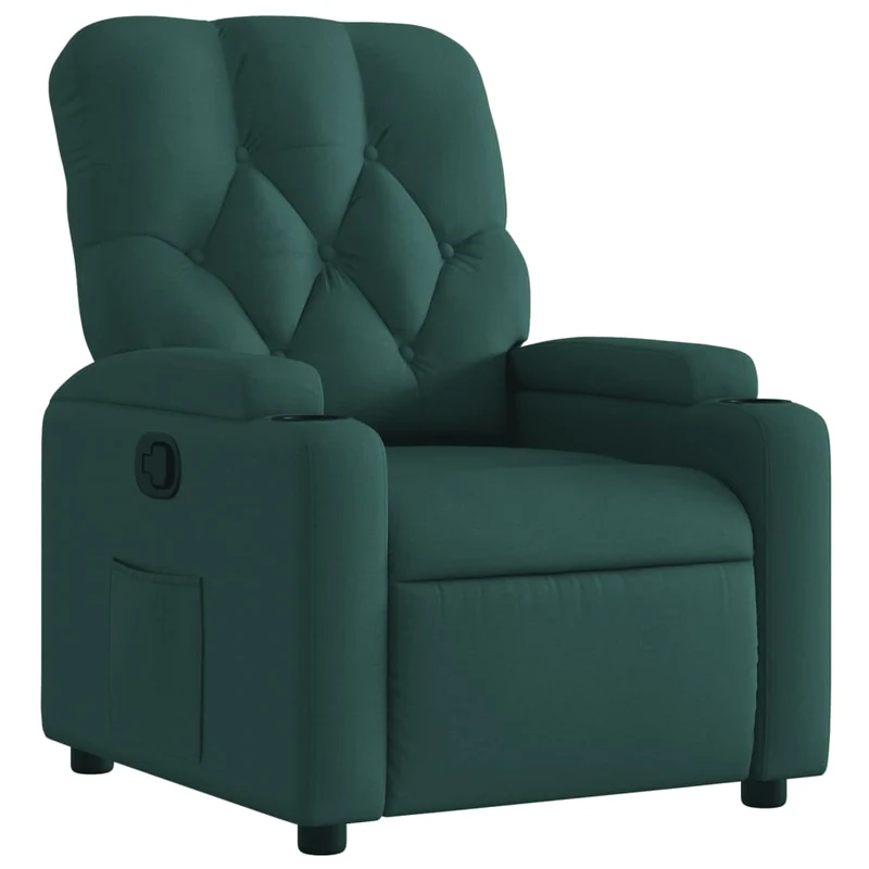 Fauteuil relax TV rembourrage confortable fonction d'inclinaison manuelle en tissu vert foncé DEC028225