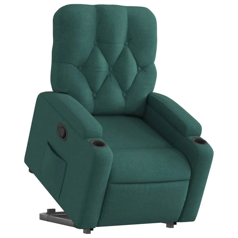 Fauteuil relax TV rembourrage confortable fonction de levage électrique en tissu vert foncé DEC028213