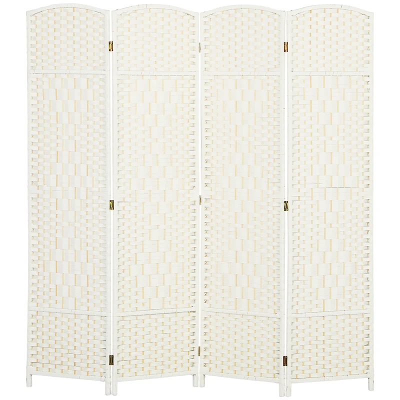 Paravent 4 panneaux séparateur de pièce 180 x 1,7 x 180 cm pliable léger salon scandinave épuré en polypropylène blanc 21_0001340