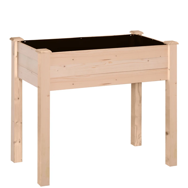 Jardinière surélevée potager sur pied 86 x 46 x 76 cm drainage intégré doublure respirante style rustique en bois marron 21_0004120
