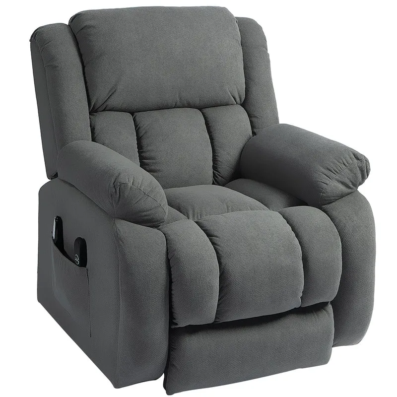 Fauteuil releveur électrique inclinable 93 x 86 x 131 cm massage chauffant du dos moderne ambiance cosy en polyester gris 21_0000910