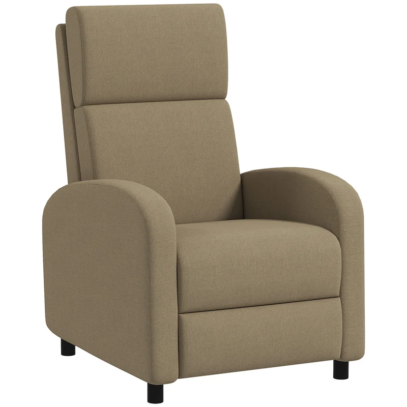 Fauteuil inclinable salon dossier réglable 160° 64 x 86 x 102 cm repose-pieds intégré moderne cosy en polyester beige 21_0003128
