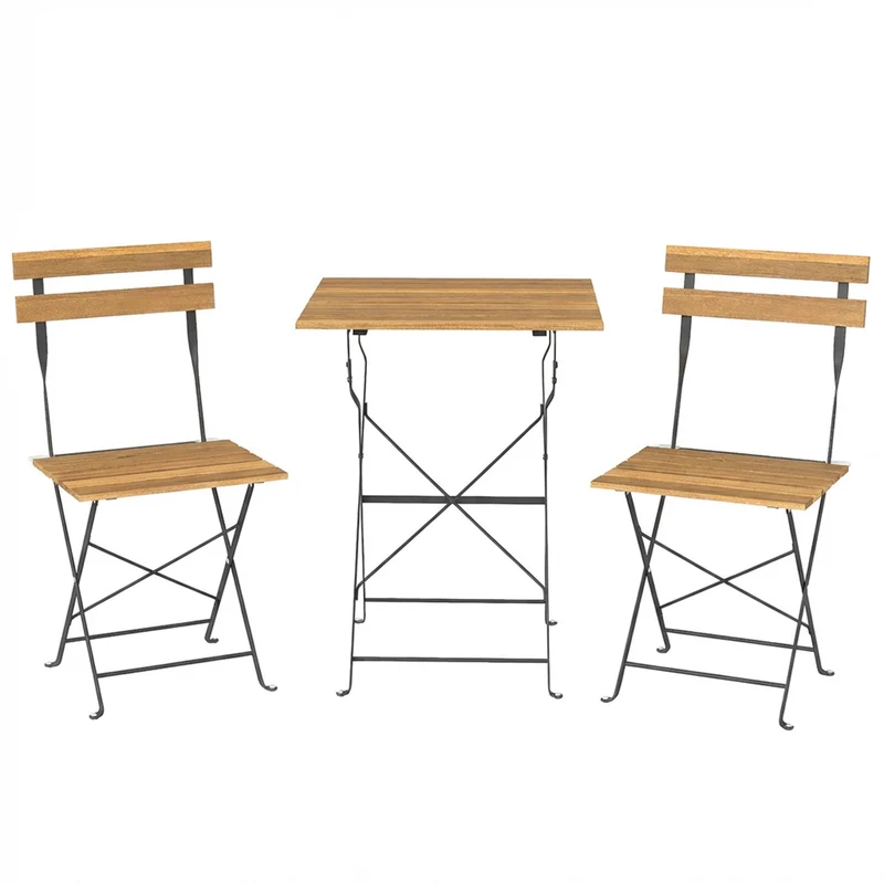 Ensemble bistrot pliant 3 pièces balcon terrasse 55 x 55 x 71 cm gain de place pliable style scandinave en bois naturel 21_0005774