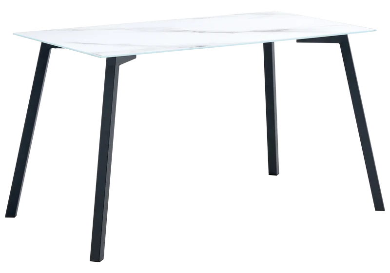 Table à manger marbre blanc pieds noir - Gina