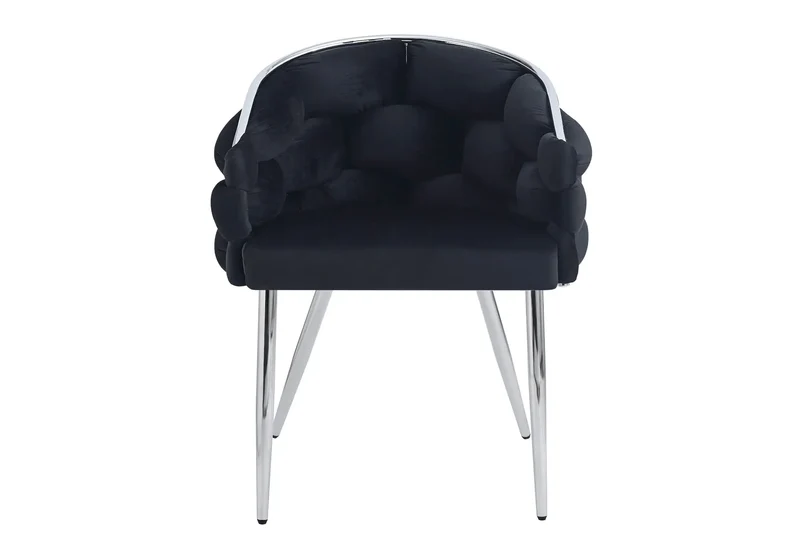 Fauteuil de table velours noir pieds argentés - Cloud x2